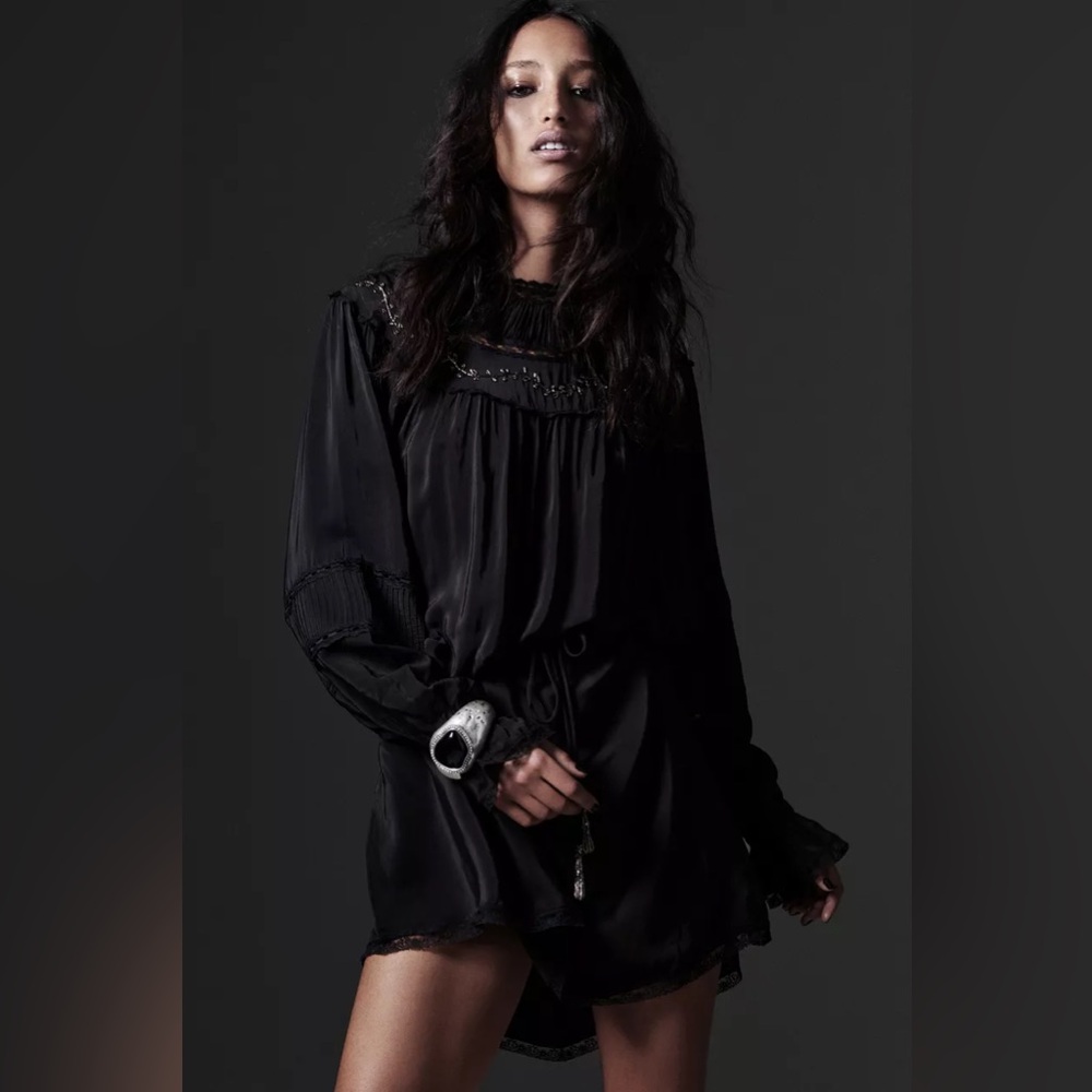 Zara Black Elegant embroidery Dress